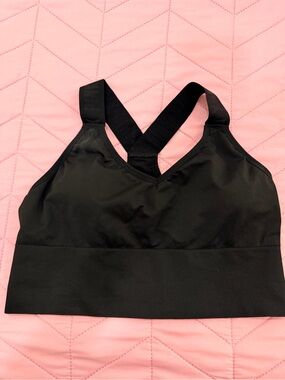 Pink victorias secret Black Seamless Sports Bra with Cross-Back Straps